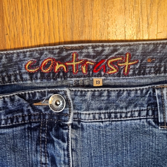 Y2K Contrast Wide Leg Jeans Women’s Size 14 Vintage 2000s Bootcut Mid Rise B44 - Picture 4 of 7